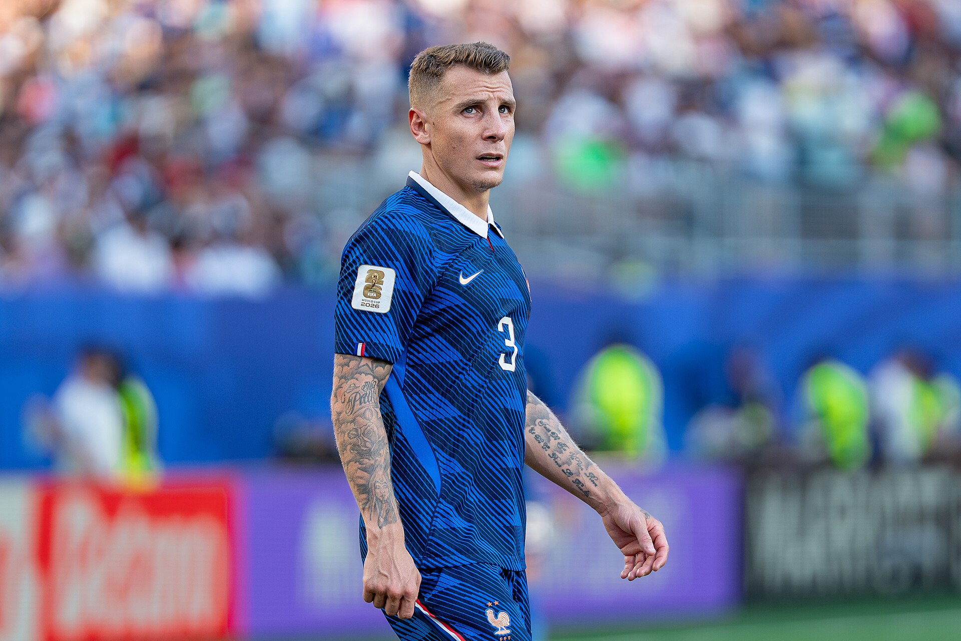 Lucas Digne during France v Paraguay at the 2026 FIFA World Cup
