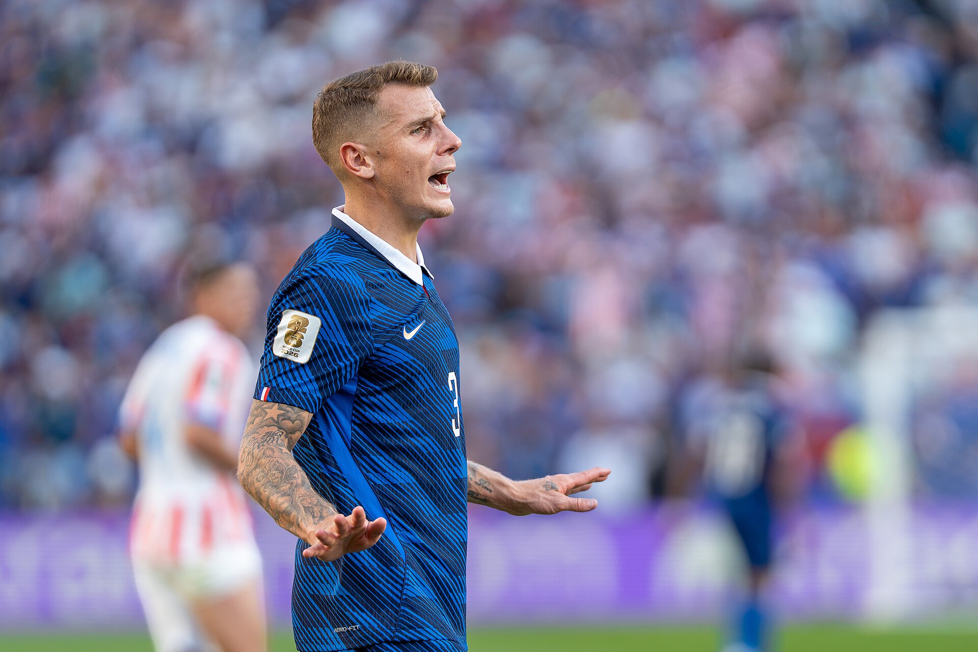 Lucas Digne during France v Paraguay at the 2026 FIFA World Cup
