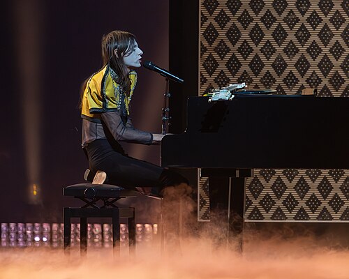 Lucio Corsi, representing Italy, performing at Eurovision 2025 in Basel, Switzerland.