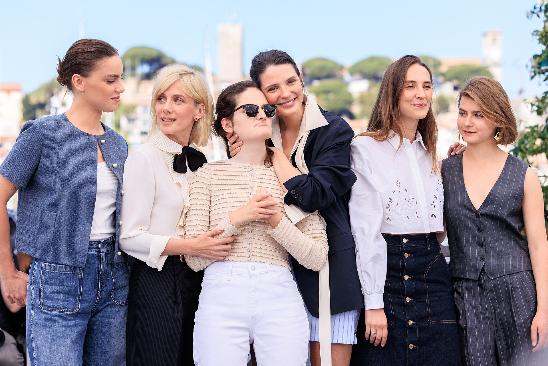 Angelina Woreth, Mélanie Laurent, Bertille Japy, Joséphine Japy, Marguerite Japy and Sarah Pachoud presenting the movie [[:en:The Wonderers}}|]] at the 2025 Cannes Film Festival