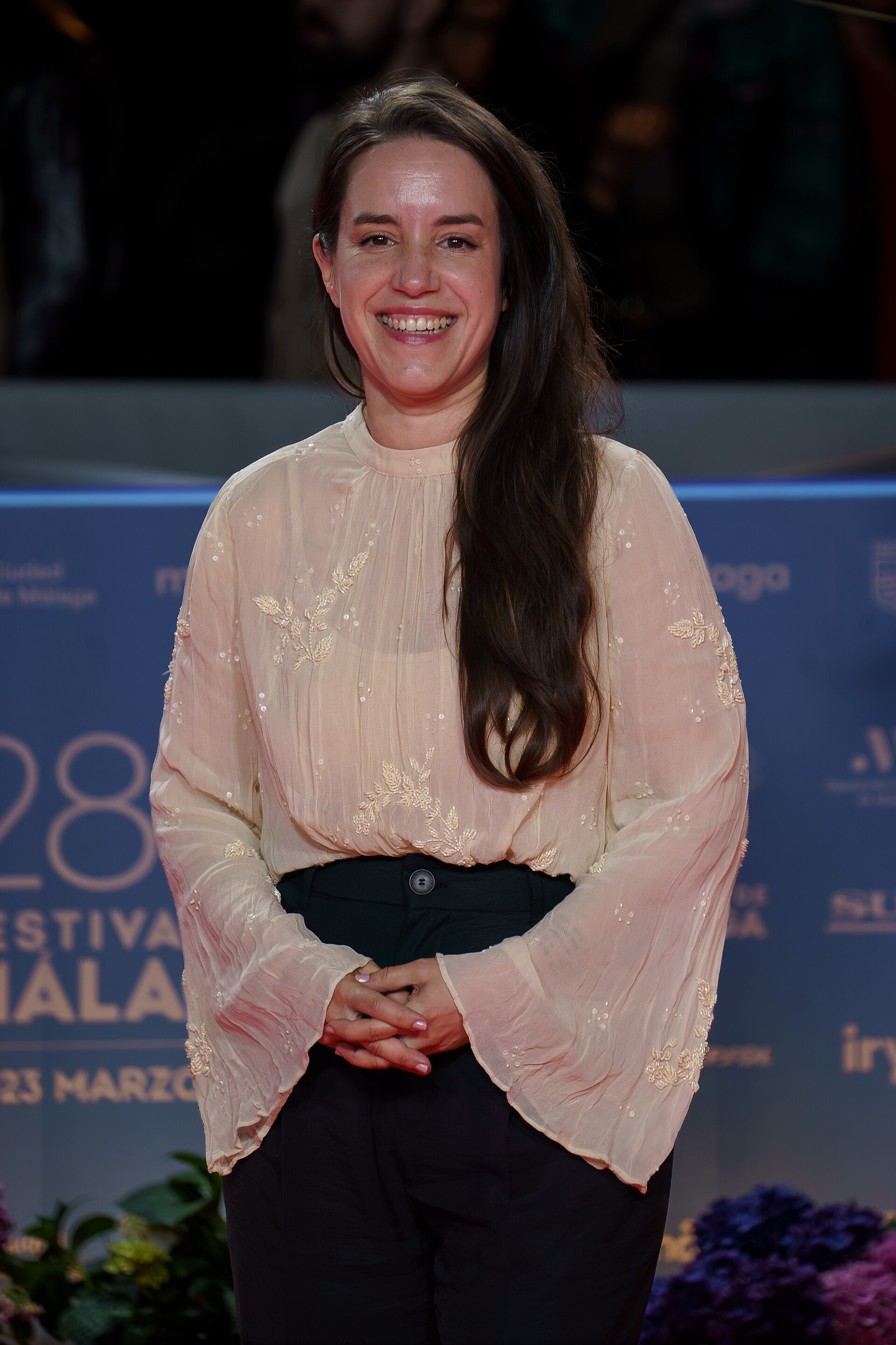 Ana Lambarri at the Red Carpet of the Malaga 2025 Festival next to Cervantes Theater