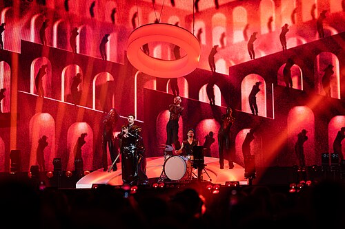 Mamagama, representing Azerbaijan, performing at Eurovision 2025 in Basel, Switzerland.