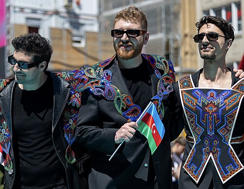 Mamagama, representing Azerbaijan, on the Turquoise Carpet at Eurovision 2025 in Basel, Switzerland.