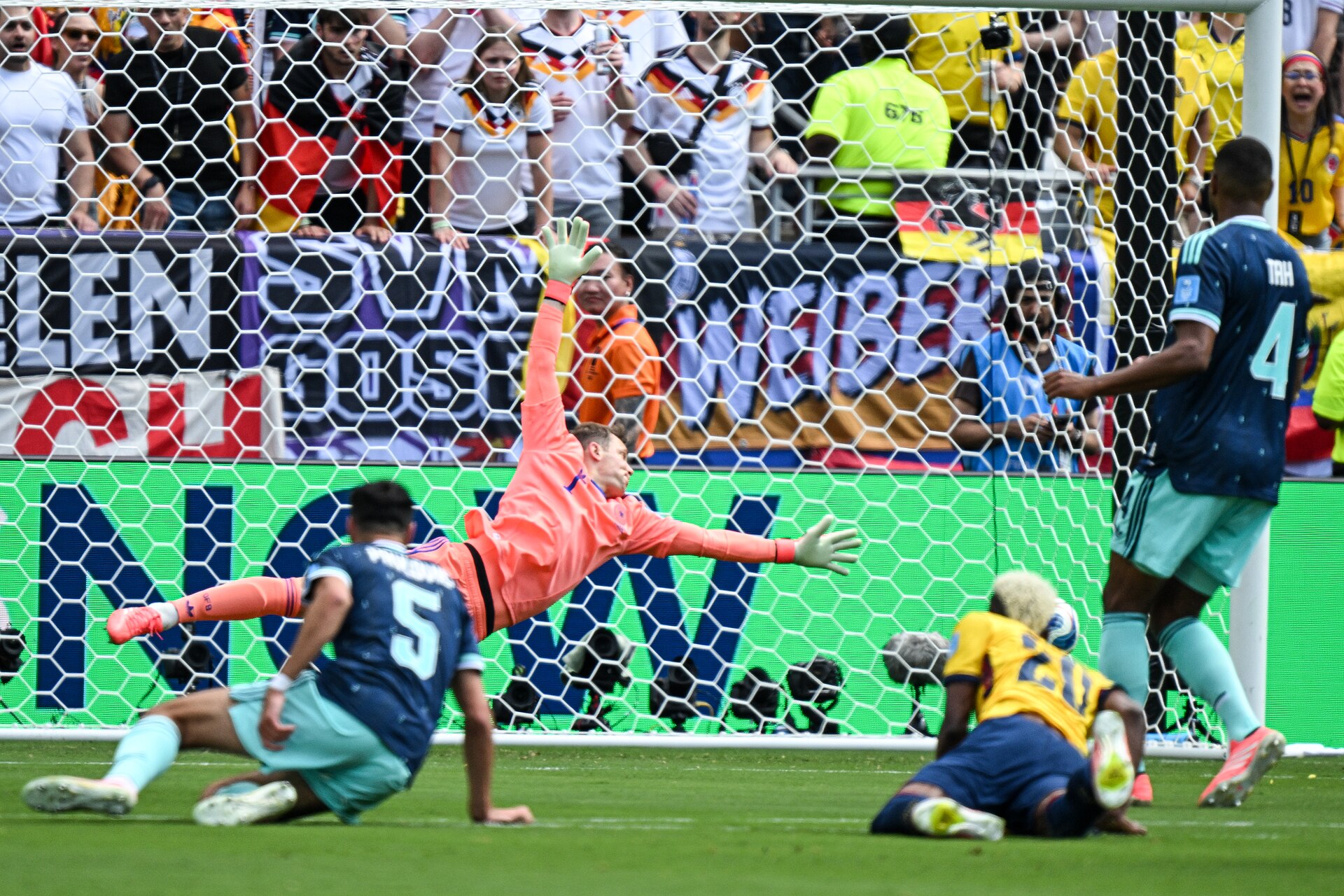 EAST RUTHERFORD, UNITED STATES - June 25: Goalkeeper Manuel Neuer #1 of Germany misses a ball  during the FIFA World Cup 2026 Group E match between Ecuador  and  Germany on June 25, 2026 MetLife Stadium, East Rutherford, New Jersey