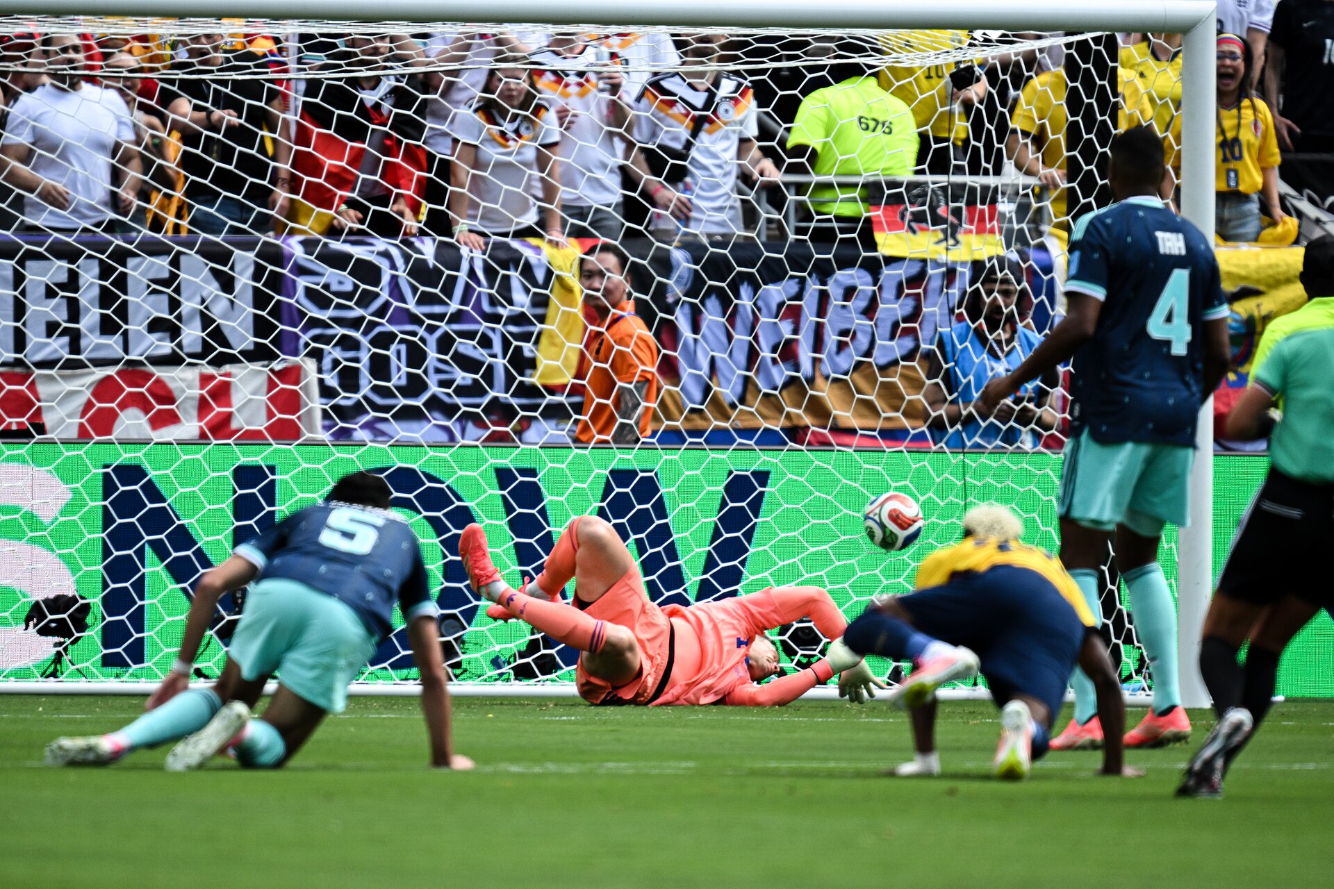 EAST RUTHERFORD, UNITED STATES - June 25: Goalkeeper Manuel Neuer #1 of Germany misses a ball  during the FIFA World Cup 2026 Group E match between Ecuador  and  Germany on June 25, 2026 MetLife Stadium, East Rutherford, New Jersey