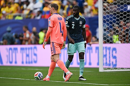 EAST RUTHERFORD, UNITED STATES - June 25: Goalkeeper Manuel Neuer #1 and Antonio Rudiger #2 of Germany during the FIFA World Cup 2026 Group E match between Ecuador  and  Germany on June 25, 2026 MetLife Stadium, East Rutherford, New Jersey