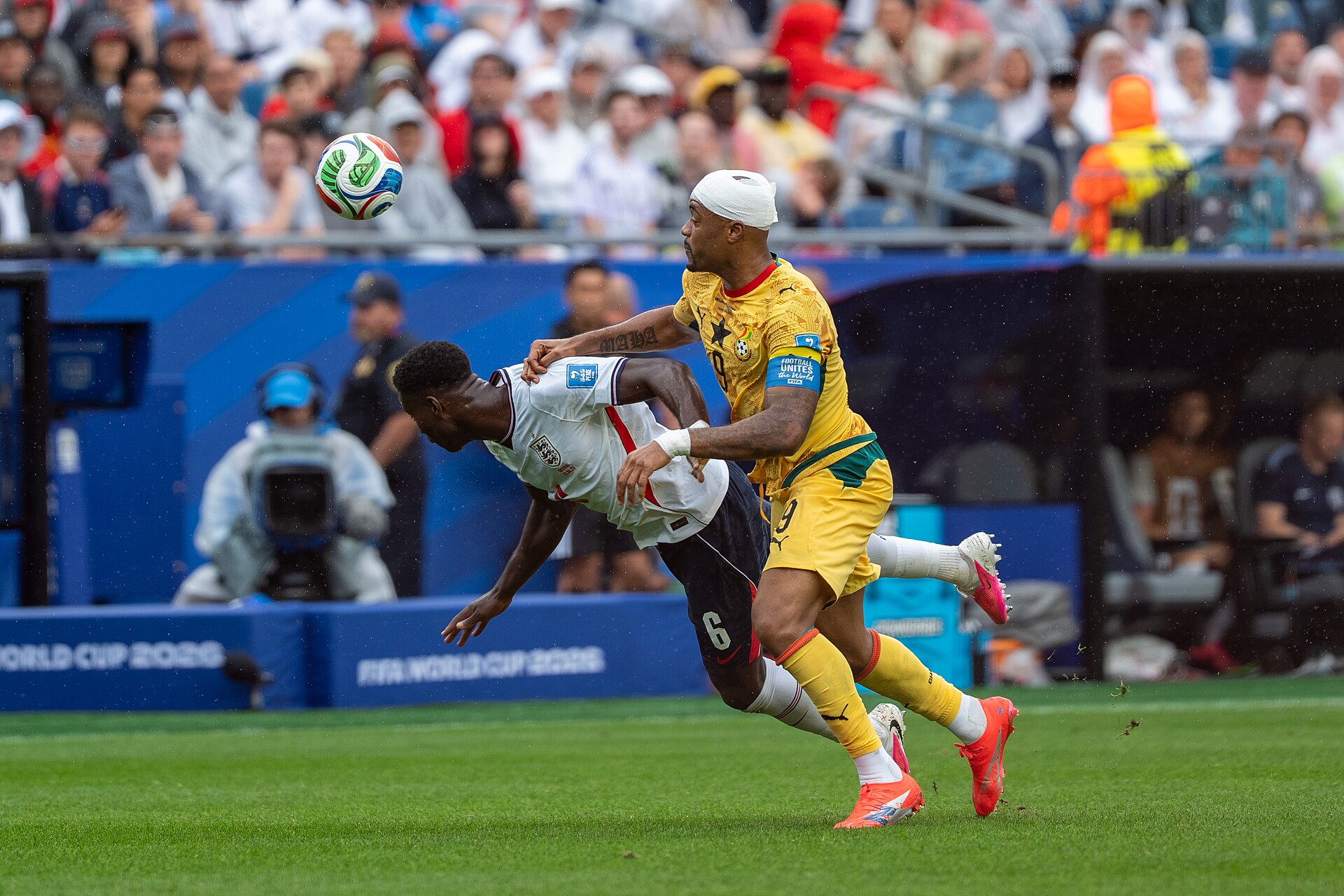 Marc Guehi Jordan Ayew during England v Ghana on 23 June 2026 at the 2026 FIFA World Cup