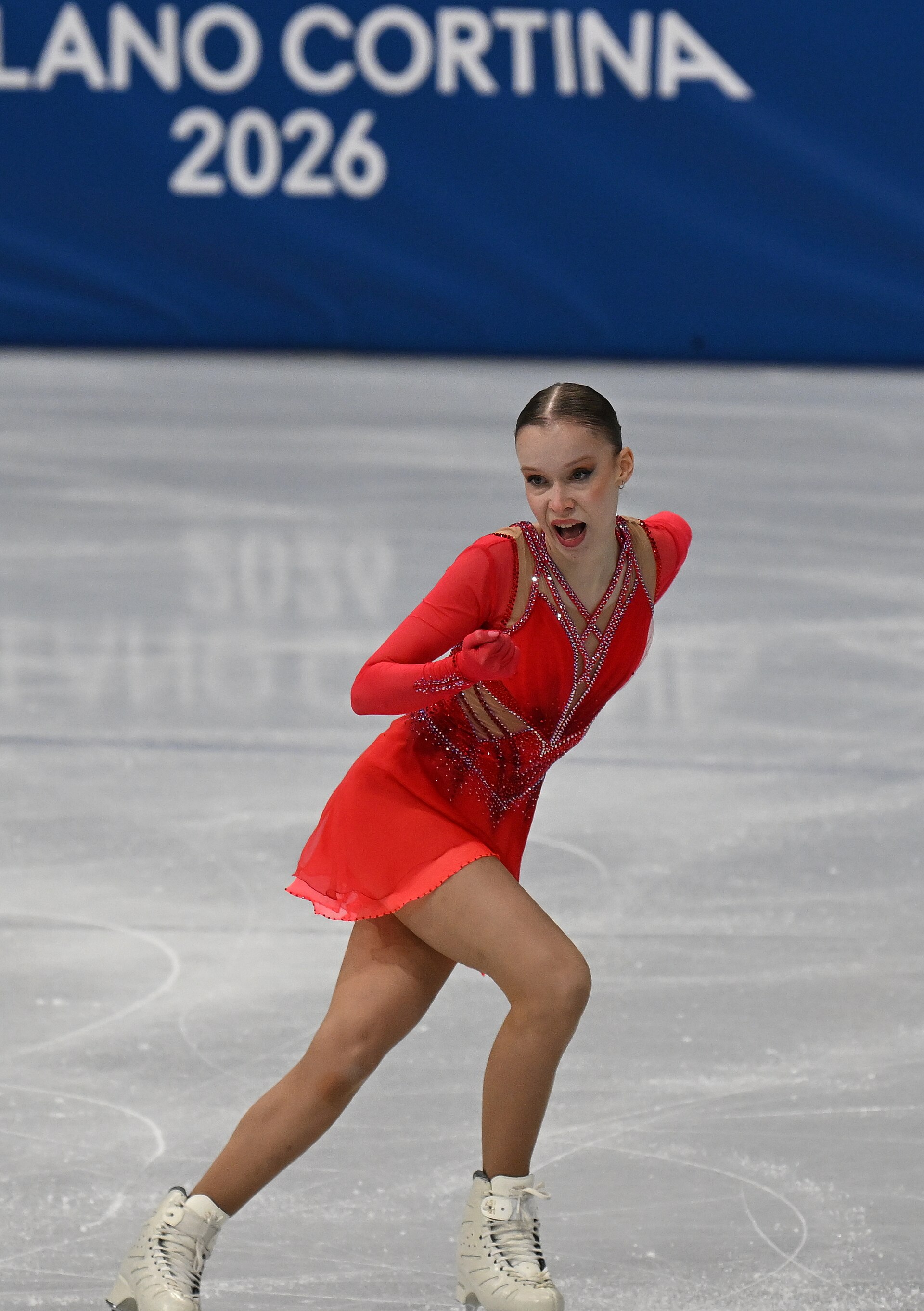 MILAN, ITALY - 19 FEBRUARY 2026: Mariia SENIUK of Israel compete during the Figure Skating Women Single Skating Free Skating at the Olympic Winter Games Milano Cortina 2026  Milano Ice Skating Arena on February 19, 2026 in Milan, Italy