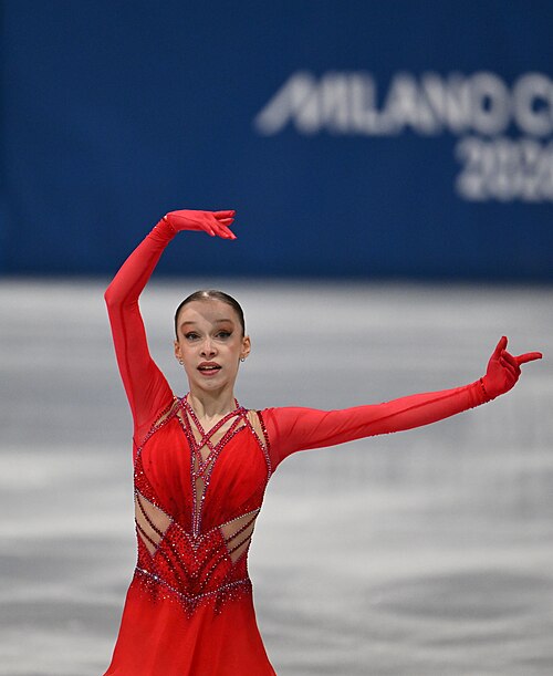 MILAN, ITALY - 19 FEBRUARY 2026: Mariia SENIUK of Israel compete during the Figure Skating Women Single Skating Free Skating at the Olympic Winter Games Milano Cortina 2026  Milano Ice Skating Arena on February 19, 2026 in Milan, Italy