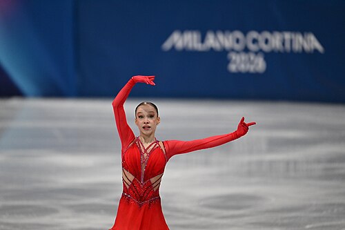 MILAN, ITALY - 19 FEBRUARY 2026: Mariia SENIUK of Israel compete during the Figure Skating Women Single Skating Free Skating at the Olympic Winter Games Milano Cortina 2026  Milano Ice Skating Arena on February 19, 2026 in Milan, Italy