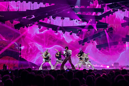 Marko Bošniak, representing Croatia, performing at Eurovision 2025 in Basel, Switzerland.