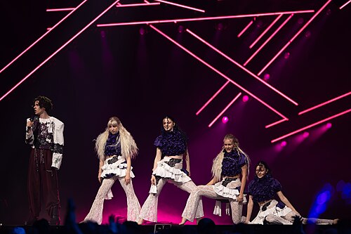 Marko Bošniak, representing Croatia, performing at Eurovision 2025 in Basel, Switzerland.