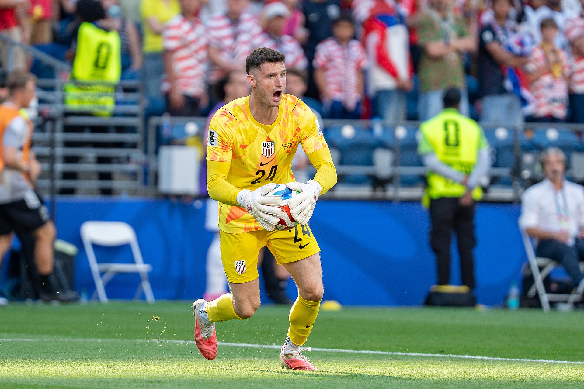 Matt Freese during Belgium v United States at the 2026 FIFA World Cup