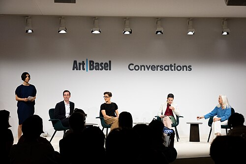 Matthew Newton, Dr. Anne Vieth, Cathérine Hug, and Mary Rozell at the Art Basel international art fair in Basel, Switzerland in June 2025.