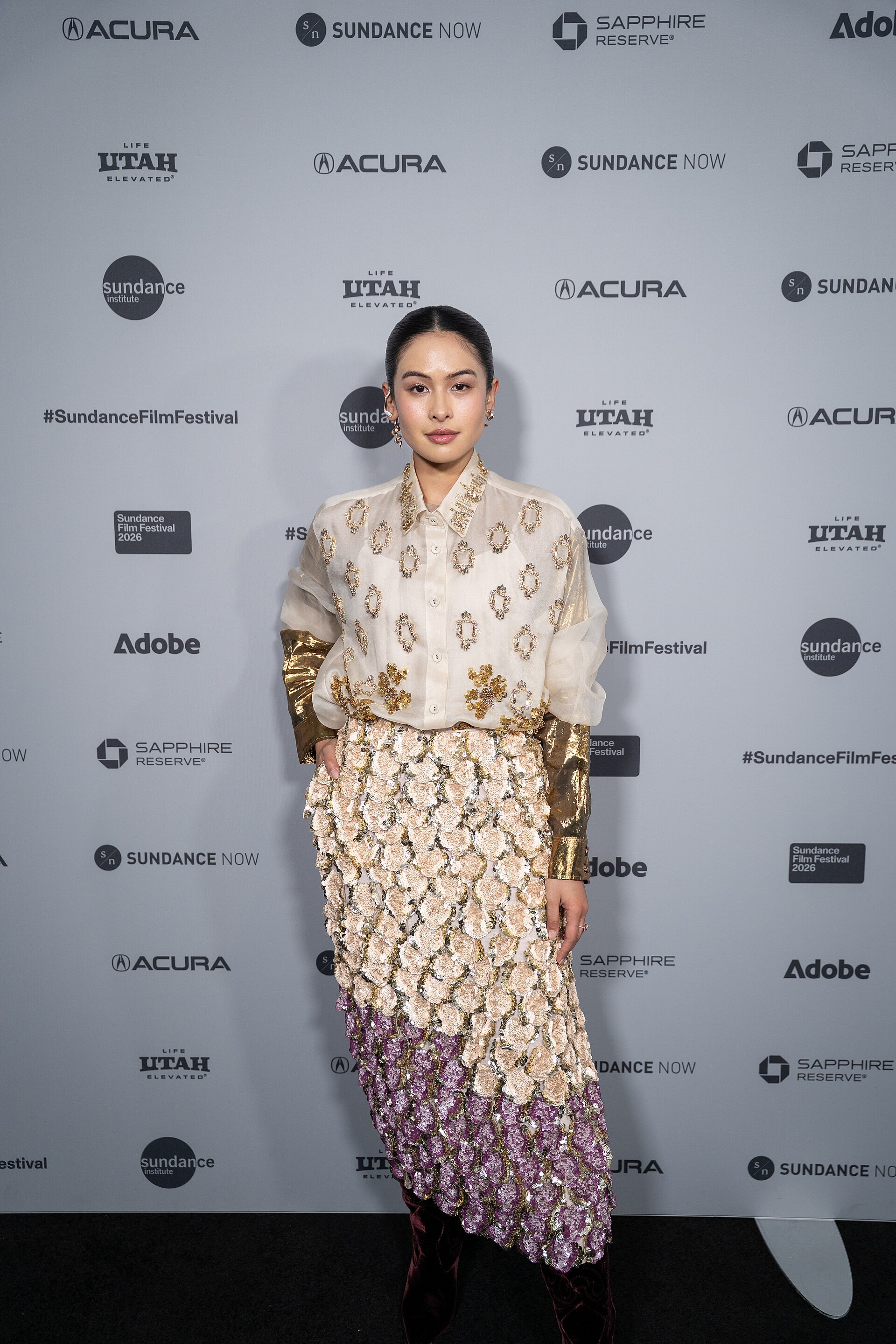 Maudy Ayunda (actress) at the premiere for Levitating (Para Perasuk) at Sundance Film Festival 2026.