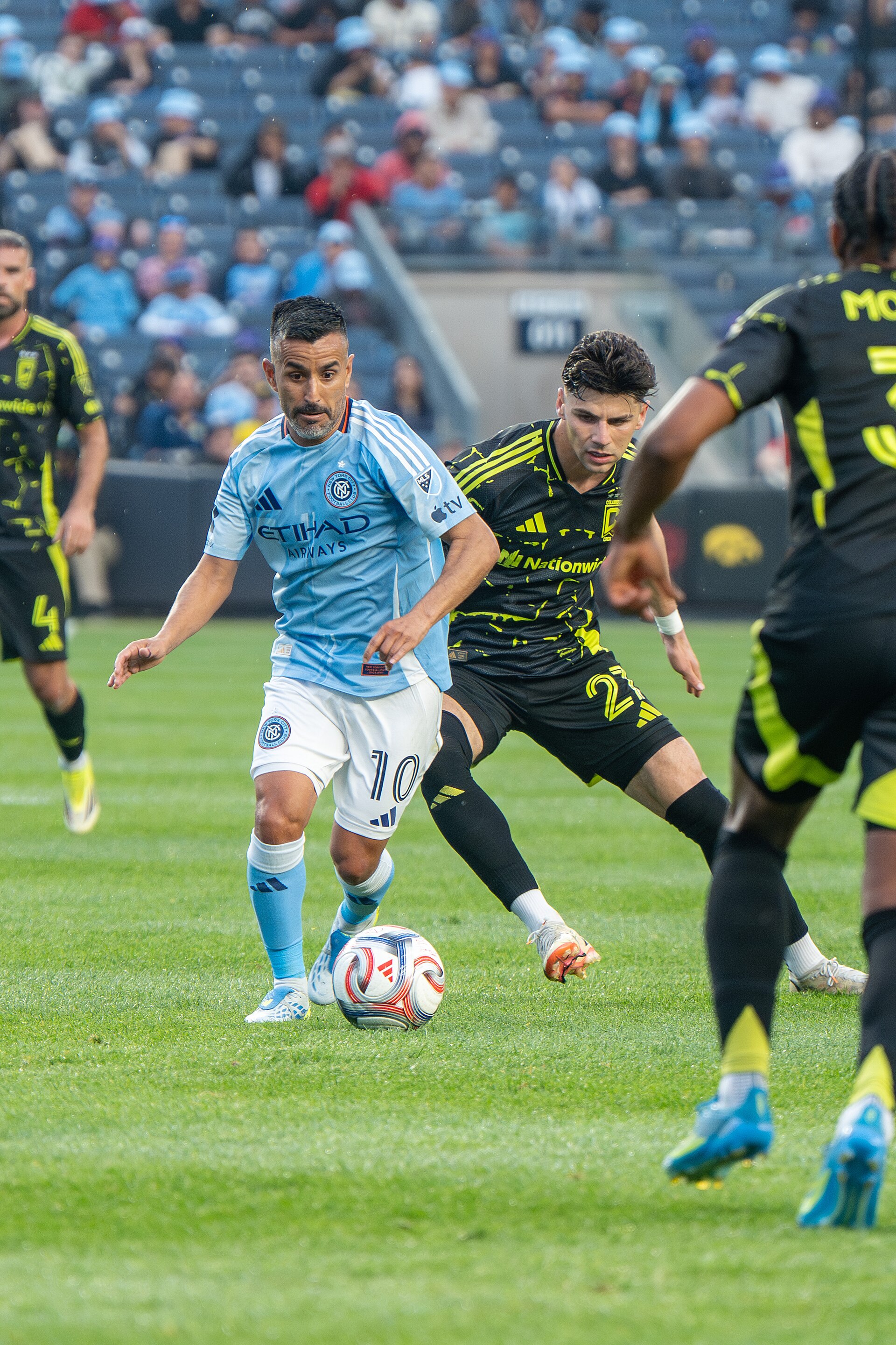 Maxi Moralez Max Arfsten during New York City FC vs Columbus Crew on May 10, 2026