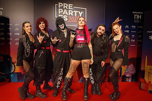 Megara, San Marinos' representative at the Eurovision Song Contest 2024, during the Preparty organized by Eurovision Spain at the Sala la Riviera.
