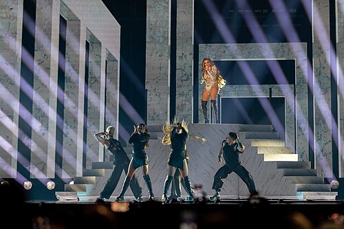 Melody, representing Spain, performing at Eurovision 2025 in Basel, Switzerland.