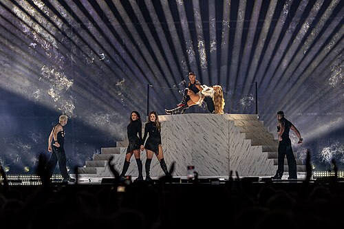 Melody, representing Spain, performing at Eurovision 2025 in Basel, Switzerland.