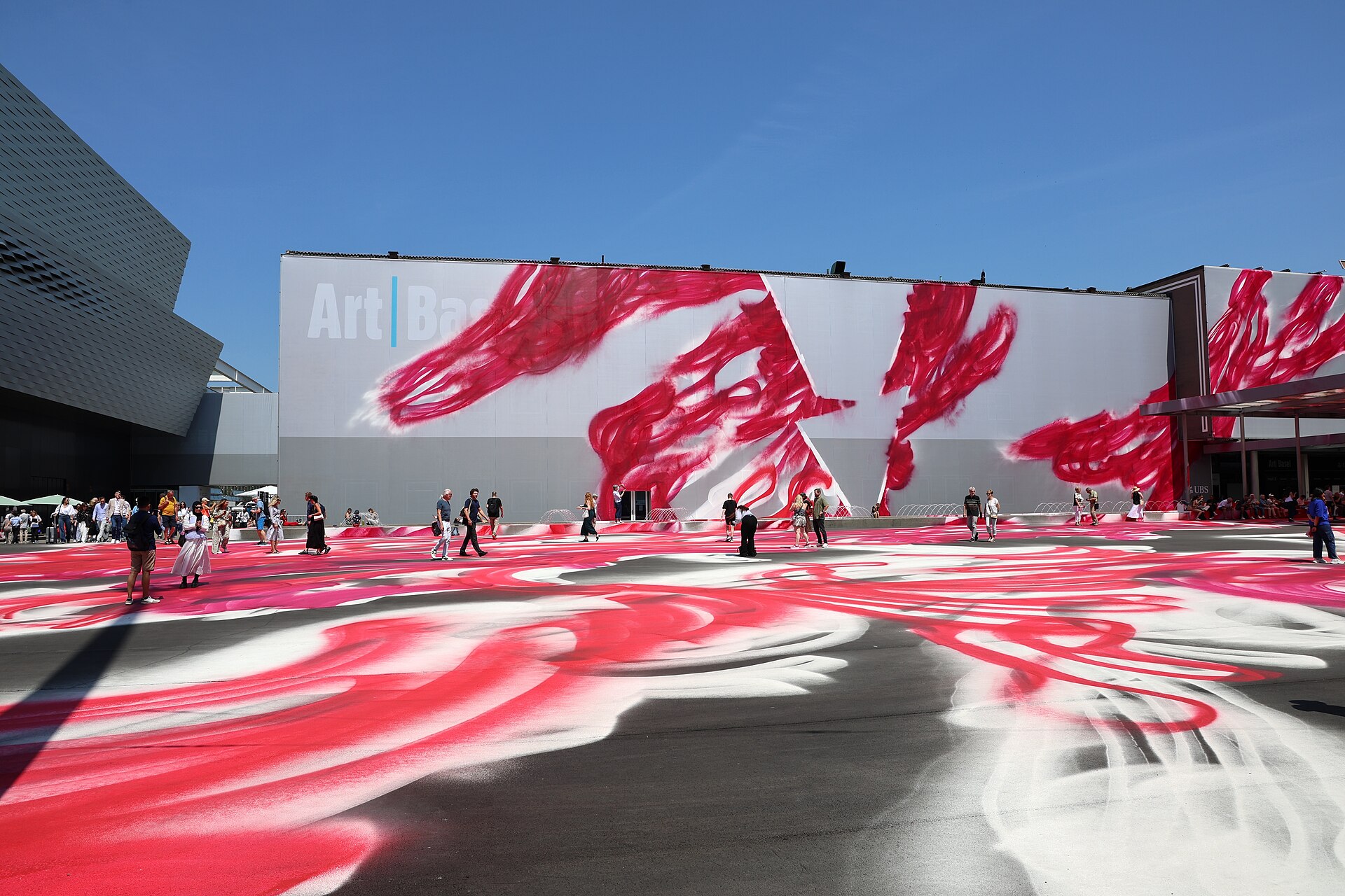 Messeplatz with CHOIR installation by German artist Katharina Grosse at Art Basel 2025