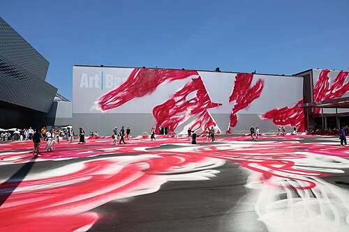 Messeplatz with CHOIR installation by German artist Katharina Grosse at Art Basel 2025