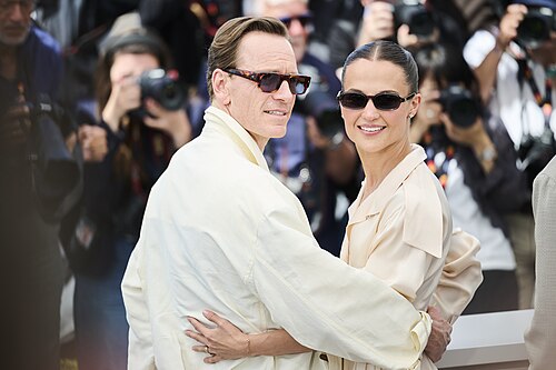 Alicia Vikander and Michael Fassbender pose during the "Hope" photocall at the 79th annual Cannes Film Festival at Palais des Festivals on May 18, 2026