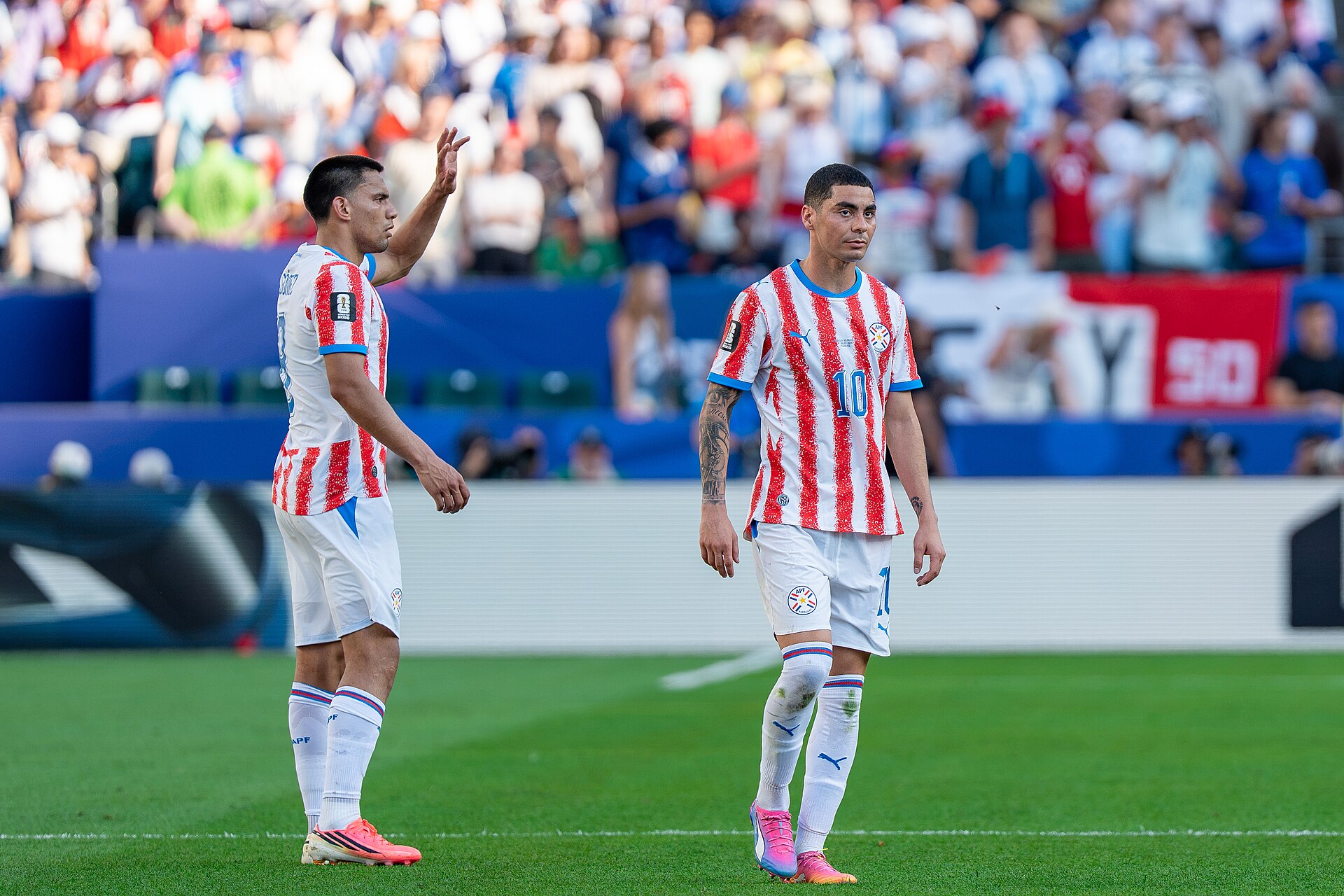 Miguel Almiron during France v Paraguay at the 2026 FIFA World Cup