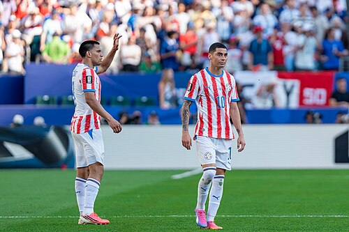 Miguel Almiron during France v Paraguay at the 2026 FIFA World Cup
