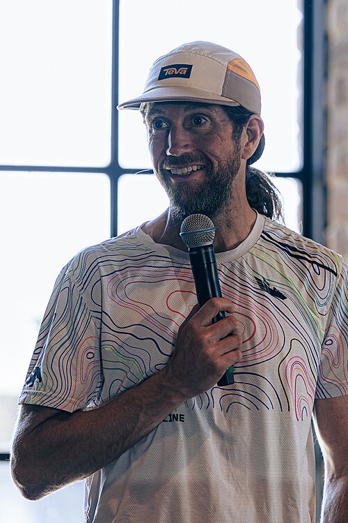 Michael Wardian, marathoner and ultra-marathoner speaking at Dominion Energy Riverrock on May, 16, 2026