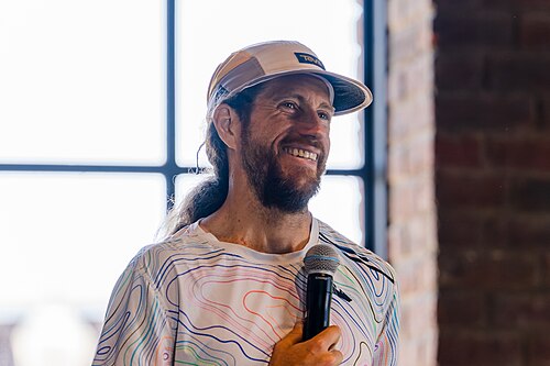 Michael Wardian, marathoner and ultra-marathoner speaking at Dominion Energy Riverrock on May, 16, 2026