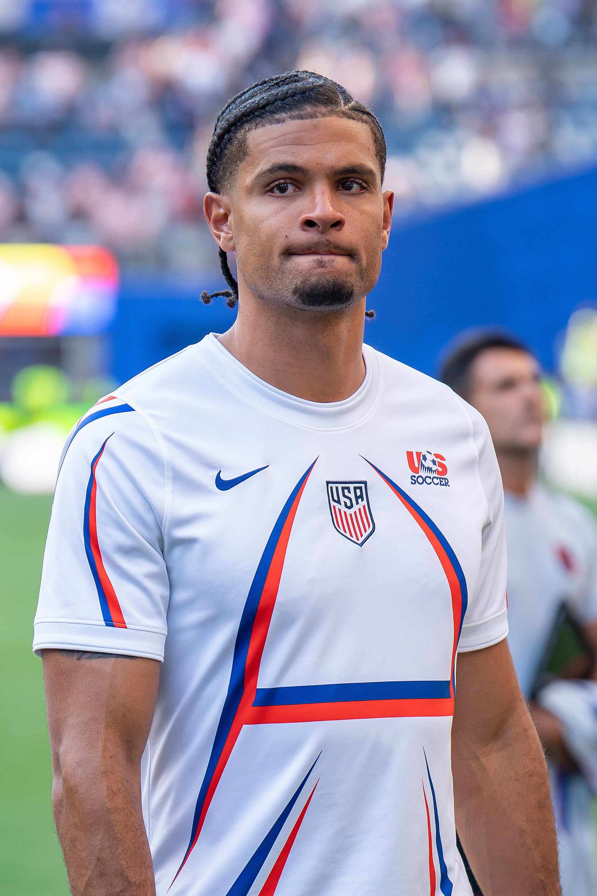 Miles Robinson during Belgium v United States at the 2026 FIFA World Cup