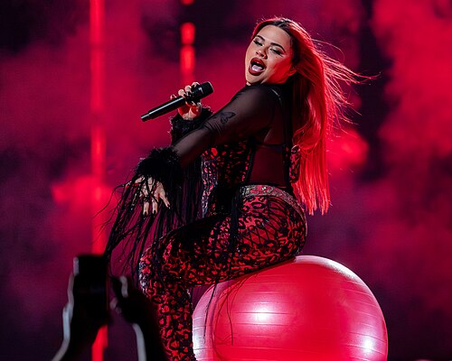 Miriana Conte, representing Malta, performing at Eurovision 2025 in Basel, Switzerland.