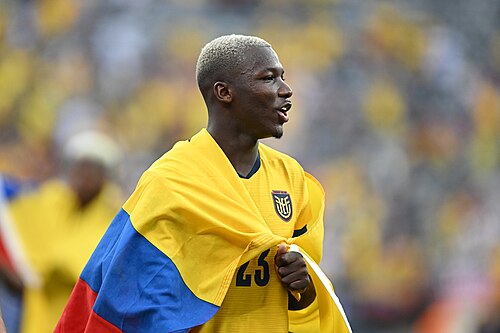 EAST RUTHERFORD, UNITED STATES - June 25: Moises Caicedo #23 of Ecuador celebrate after winning the FIFA World Cup 2026 Group E match between Ecuador  and  Germany on June 25, 2026 MetLife Stadium, East Rutherford, New Jersey