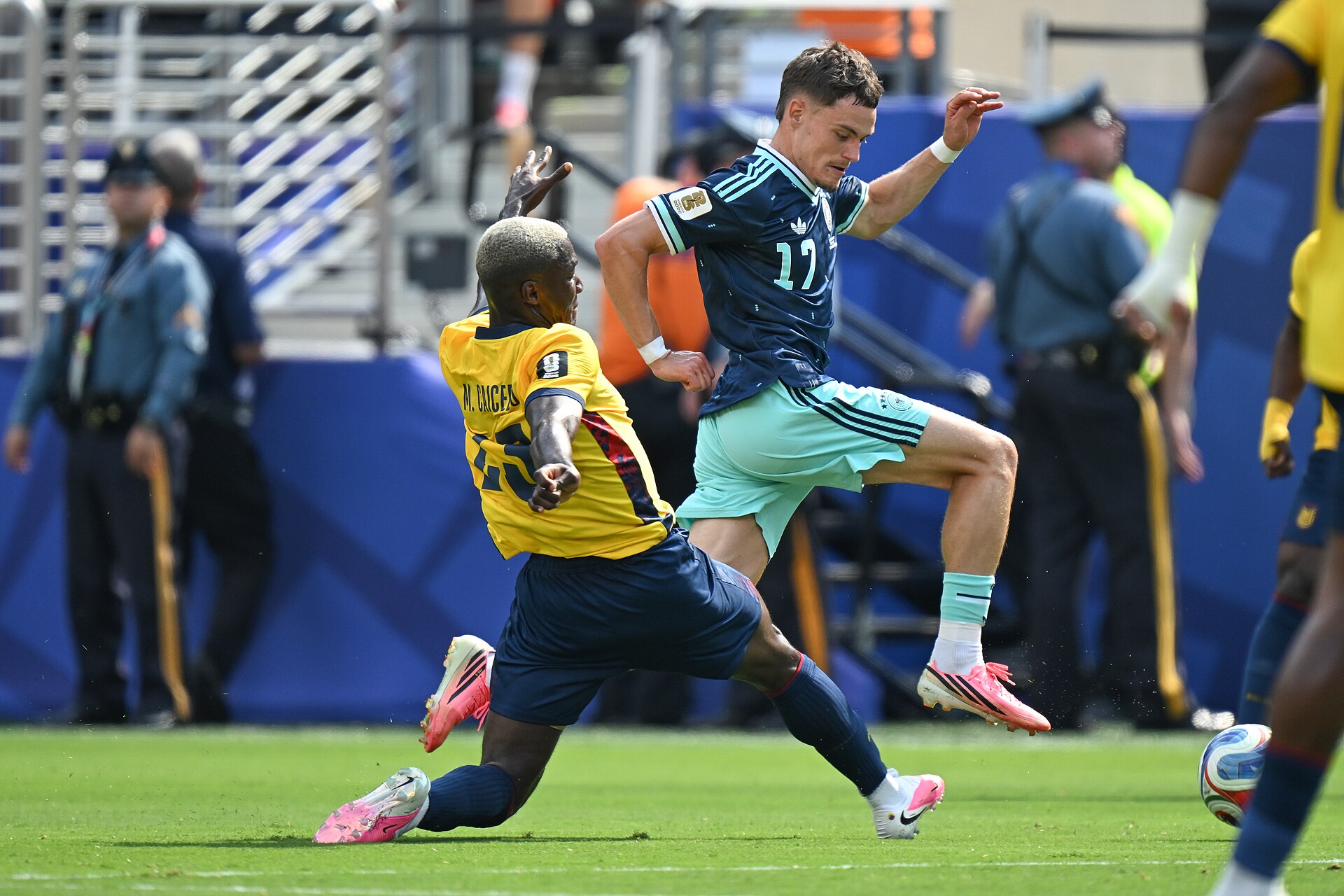 EAST RUTHERFORD, UNITED STATES - June 25: Moises Caicedo #23 of Ecuador is in action against Florian Wirtz #17 of Germany during the FIFA World Cup 2026 Group E match between Ecuador  and  Germany on June 25, 2026 MetLife Stadium, East Rutherford, New Jersey
