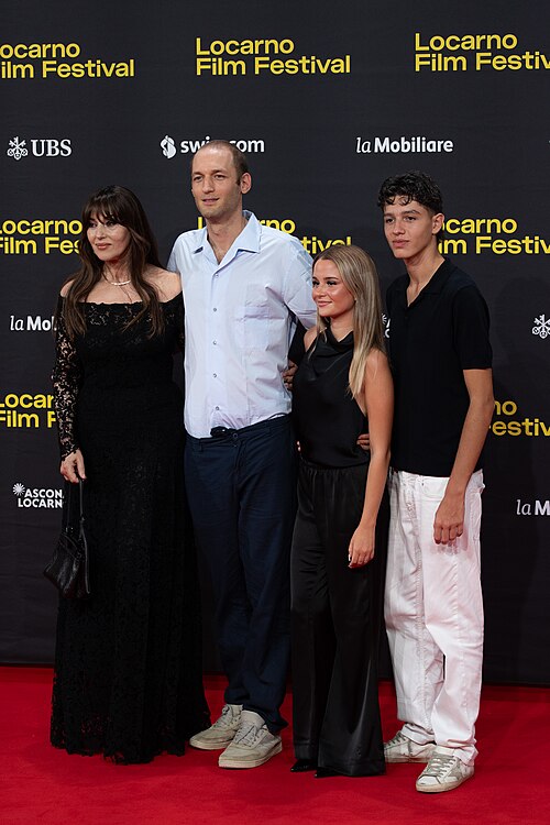 Monica Bellucci, Giovanni Tortorici, Rachele Testagrossa and Salvatore Gallina on the red carpet at the 79th Locarno Film Festival 2026