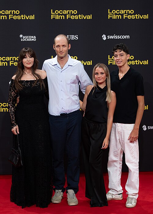 Monica Bellucci, Giovanni Tortorici, Rachele Testagrossa and Salvatore Gallina on the red carpet at the 79th Locarno Film Festival 2026