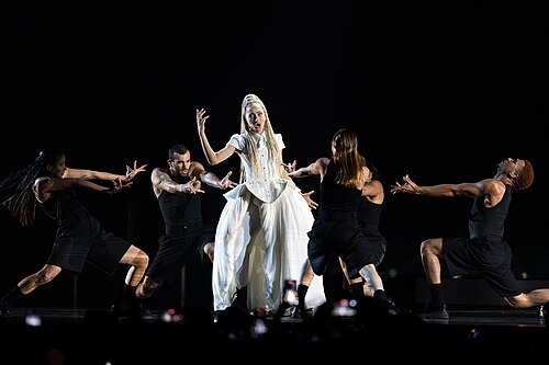 Monroe performing Regarde !, representing France in the 2nd Semi Final of the 2026 Eurovision Song Contest in Vienna