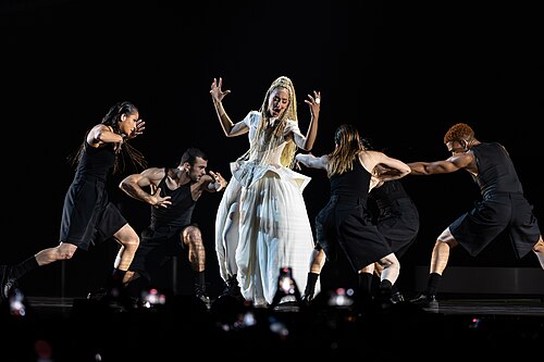 Monroe performing Regarde !, representing France in the 2nd Semi Final of the 2026 Eurovision Song Contest in Vienna