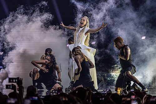 Monroe performing Regarde !, representing France in the 2nd Semi Final of the 2026 Eurovision Song Contest in Vienna