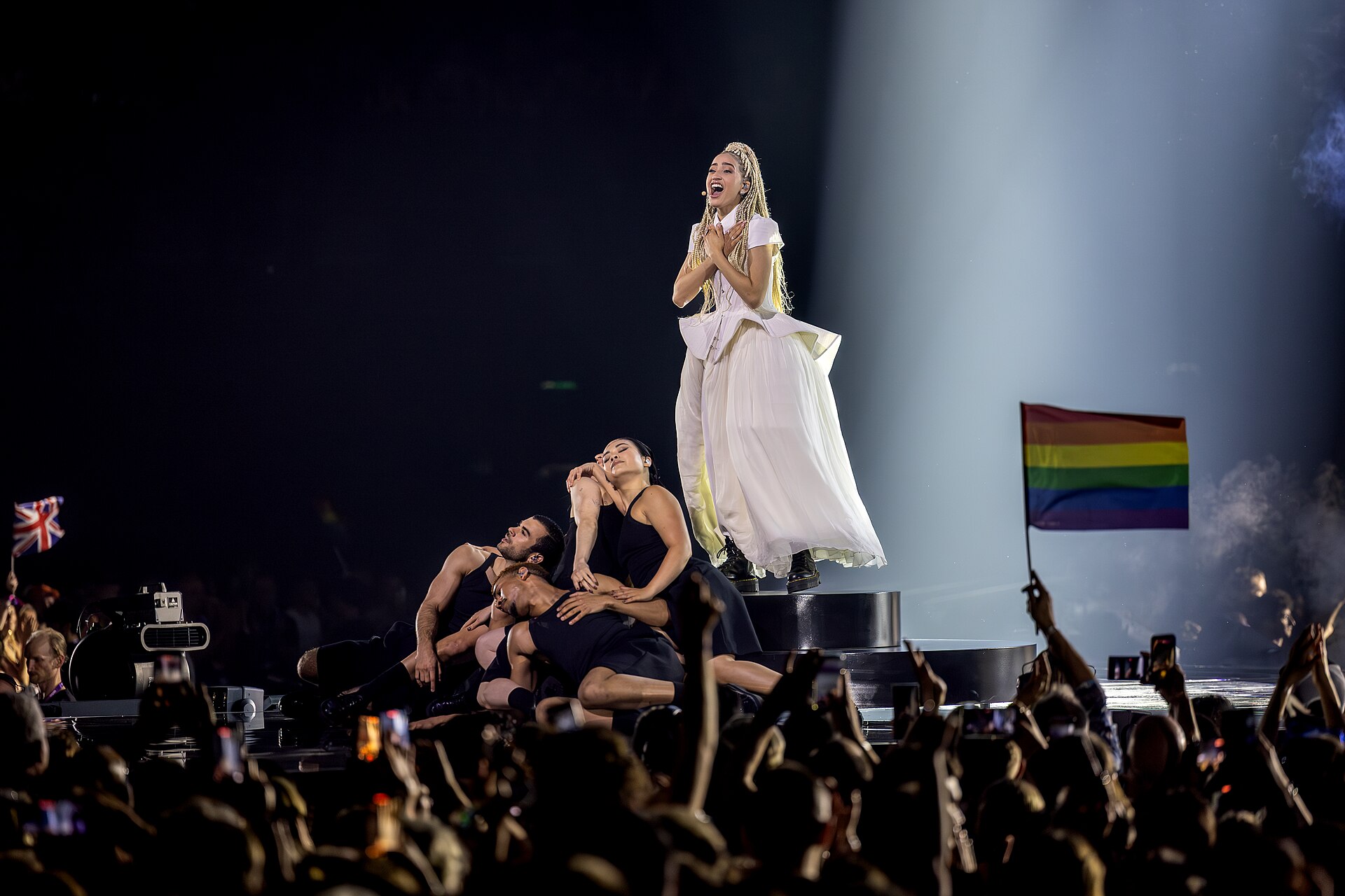Monroe performing Regarde !, representing France in the 2nd Semi Final of the 2026 Eurovision Song Contest in Vienna