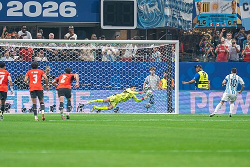 Mostafa Shobeir Lionel Messi during Argentina v Egypt at the 2026 FIFA World Cup