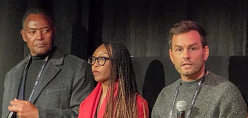 Mr. Mungai, Bea Wangondu, and Andrew H. Brownat the premiere of Kikuyu Land during the 2026 Sundance Film Festival