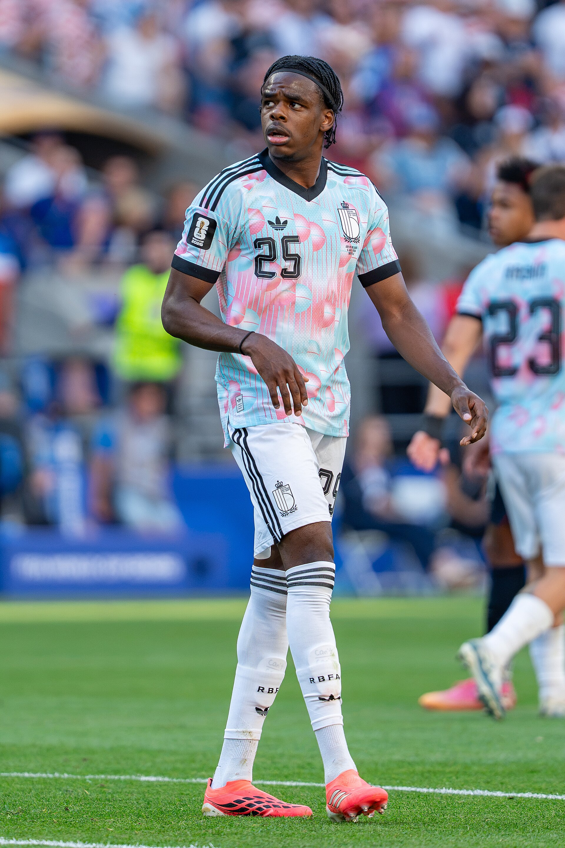 Nathan Ngoy during Belgium v United States at the 2026 FIFA World Cup