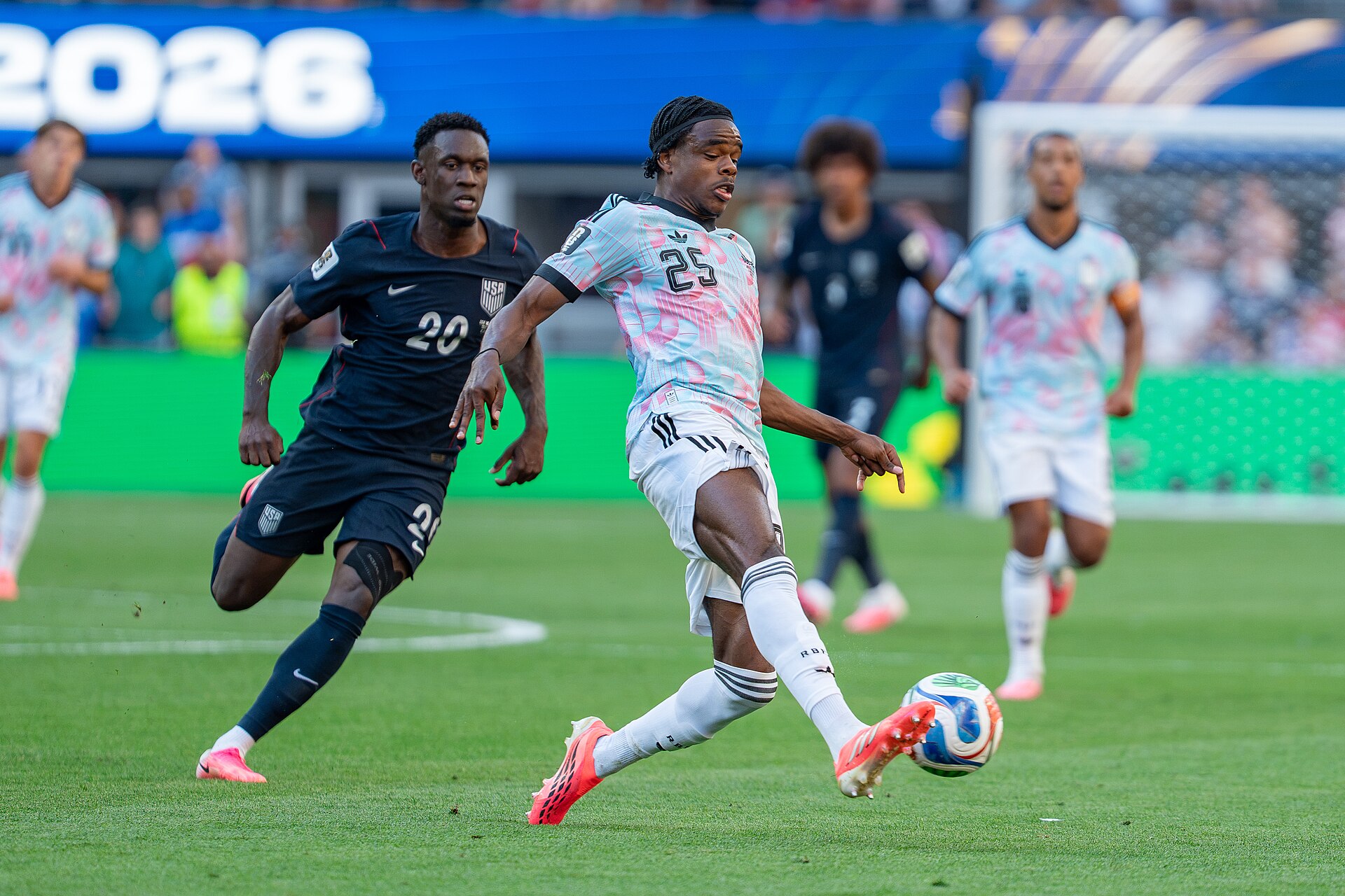 Nathan Ngoy during Belgium v United States at the 2026 FIFA World Cup