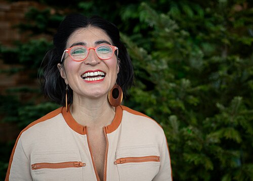 Negin Farsad, comedian, actress, writer, and filmmaker, at TED 2025 in Vancouver, Canada