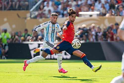 Nicolas Otamendi Ferran Torres during Argentina vs Spain at the 2026 FIFA World Cup Final