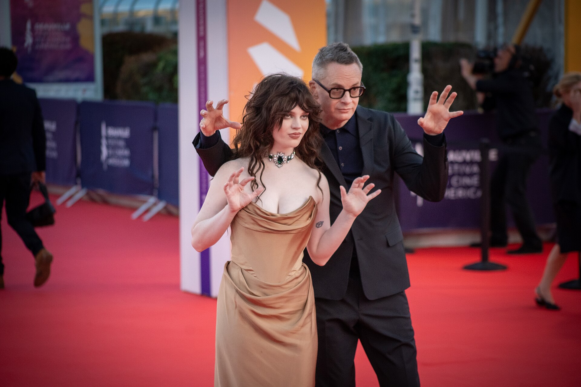 Nicolas Winding Refn and Sophie Thatcher at Deauville film festival 2026 for Her Private Hell