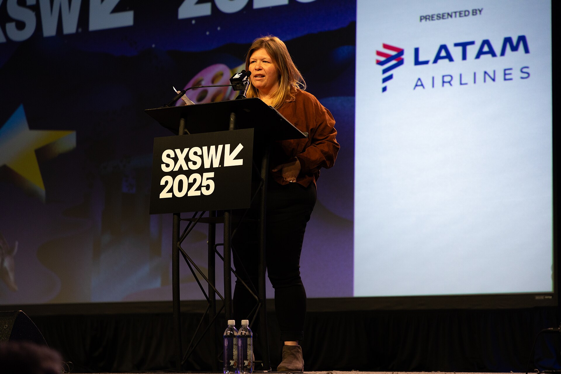 Nicole Klepadlo of Red River Cultural District, Community Service Award winner, at the 2025 South by Southwest festival.