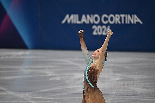 MILAN, ITALY - 19 FEBRUARY 2026: Niina PETROKINA of Estonia compete during the Figure Skating Women Single Skating Free Skating at the Olympic Winter Games Milano Cortina 2026 Milano Ice Skating Arena on February 19, 2026 in Milan, Italy
