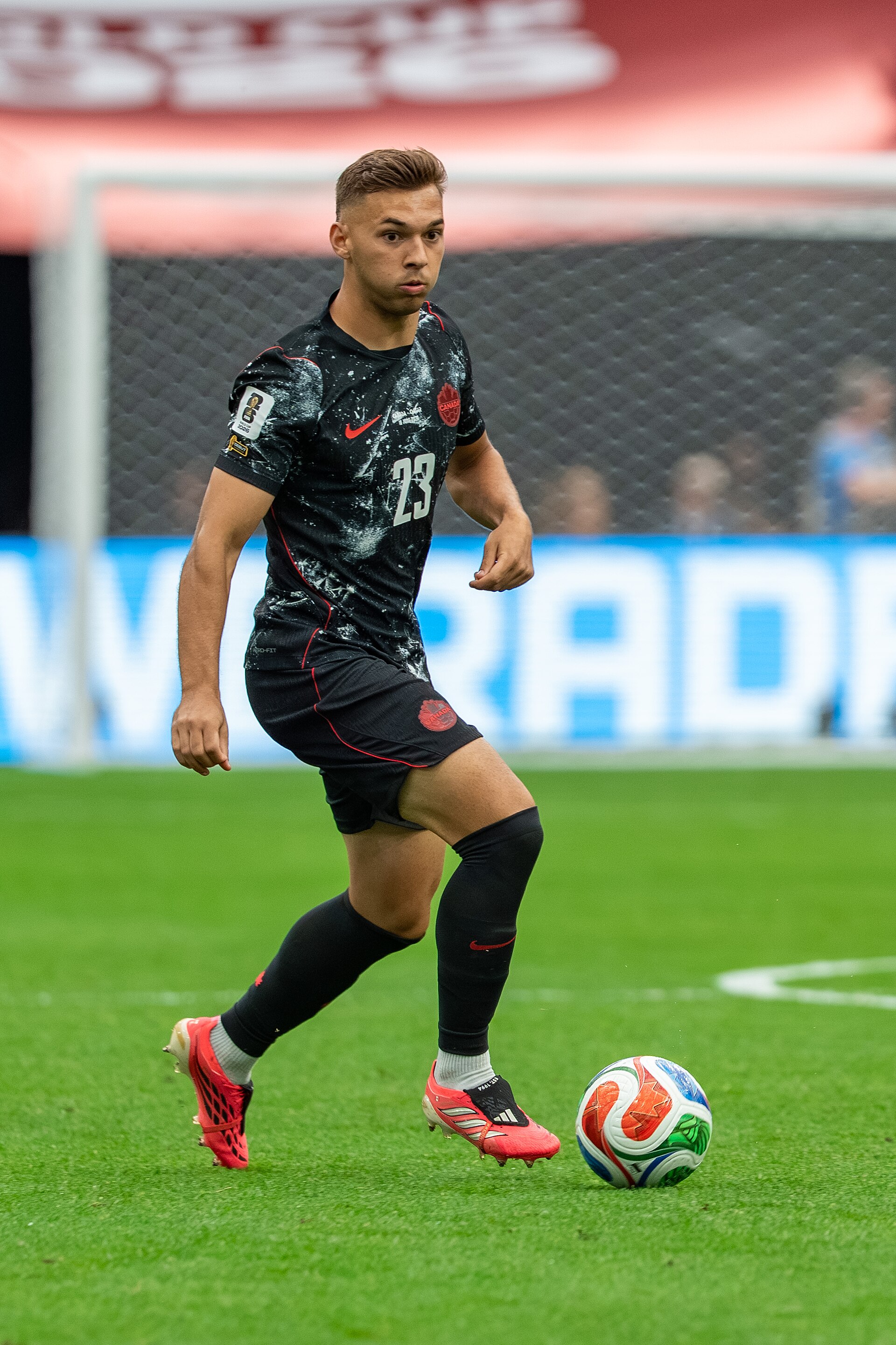 Niko Sigur during Canada v Qatar on 18 June 2026 at the 2026 FIFA World Cup